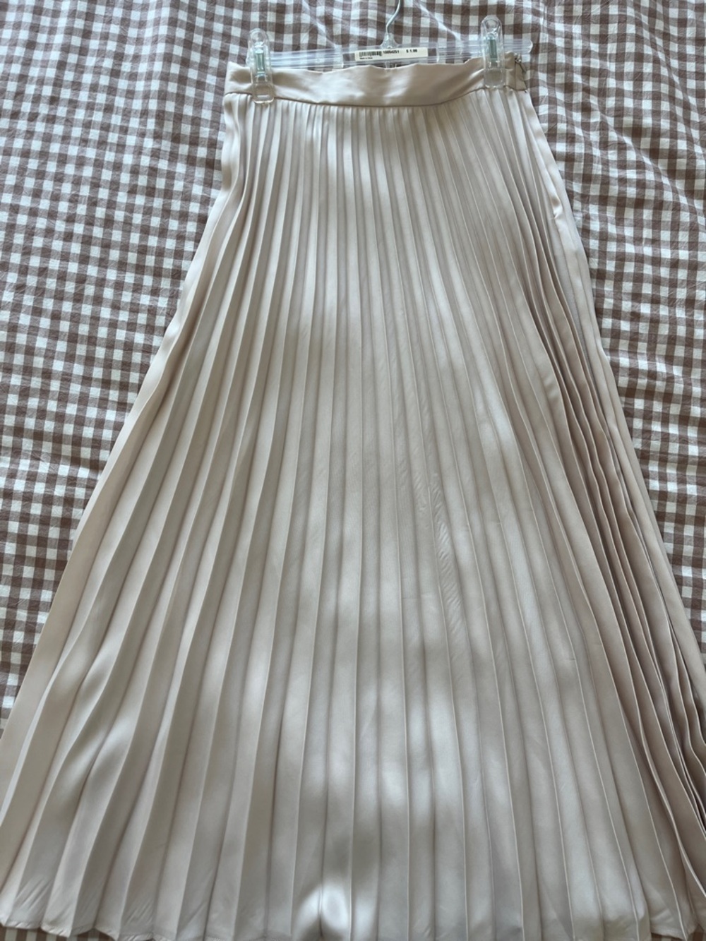 Zara Pleated Midi Skirt in Light Beige
